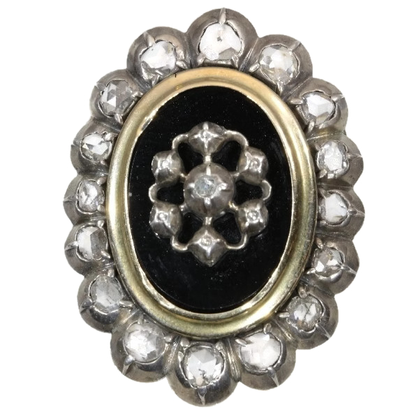 Antique jewelry Victorian rose cut diamonds brooch